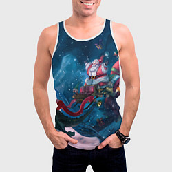 Майка-безрукавка мужская Санта с динозавром, цвет: 3D-белый — фото 2