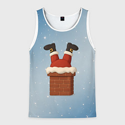 Мужская майка без рукавов Санта торчит из трубы