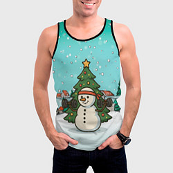 Майка-безрукавка мужская Снеговик - Новогодний Зож, цвет: 3D-черный — фото 2
