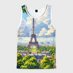 Майка-безрукавка мужская Эйфелева башня в сердце Парижа, цвет: 3D-белый