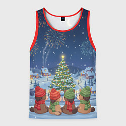 Мужская майка без рукавов Лошадки в новогоднюю ночь