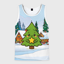 Мужская майка без рукавов Милая елочка со звездой