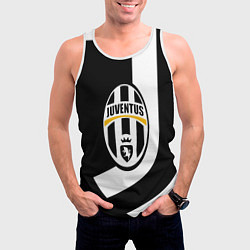 Майка-безрукавка мужская Ювентус полосы спорт линии, цвет: 3D-белый — фото 2