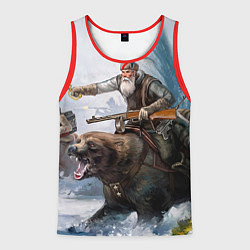 Майка-безрукавка мужская Русский воин на медведе, цвет: 3D-красный