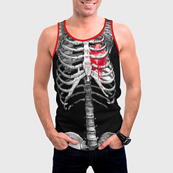 Майка-безрукавка мужская Скелет с сердцем, цвет: 3D-красный — фото 2