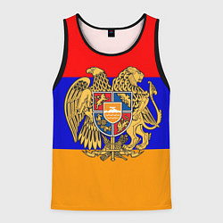 Майка-безрукавка мужская Герб и флаг Армении, цвет: 3D-черный