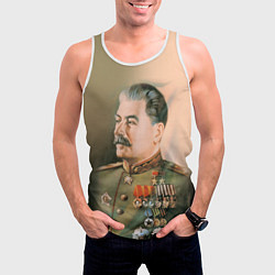 Майка-безрукавка мужская Иосиф Сталин, цвет: 3D-белый — фото 2