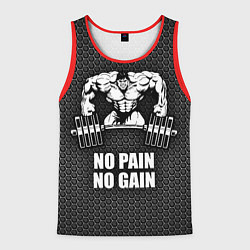 Майка-безрукавка мужская No pain, no gain, цвет: 3D-красный
