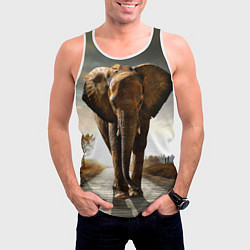 Майка-безрукавка мужская Дикий слон, цвет: 3D-белый — фото 2
