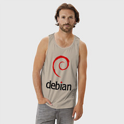 Майка мужская хлопок Debian, цвет: миндальный — фото 2