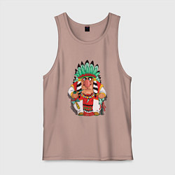 Майка мужская хлопок Забавные Индейцы 12, цвет: пыльно-розовый