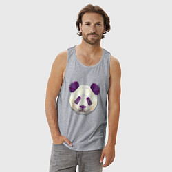 Майка мужская хлопок Полигональная панда, цвет: меланж — фото 2