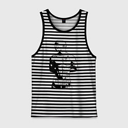 Майка мужская хлопок 2pac, цвет: черная тельняшка