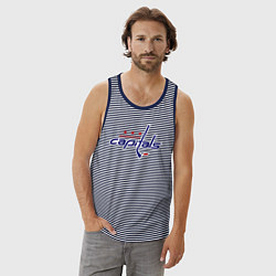 Майка мужская хлопок Washington Capitals, цвет: синяя тельняшка — фото 2
