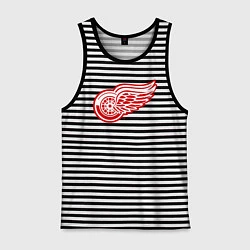 Майка мужская хлопок Detroit Red Wings, цвет: черная тельняшка