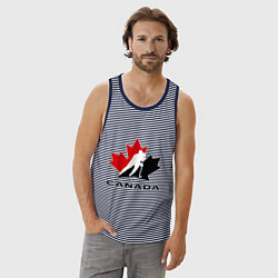 Майка мужская хлопок Canada, цвет: синяя тельняшка — фото 2