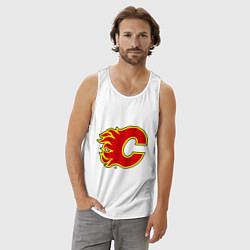 Майка мужская хлопок Calgary Flames, цвет: белый — фото 2