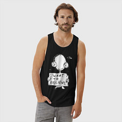 Майка мужская хлопок I want to believe, цвет: черный — фото 2