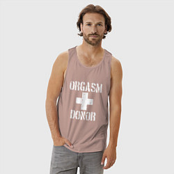 Майка мужская хлопок Orgasm + donor, цвет: пыльно-розовый — фото 2