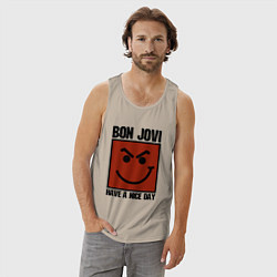 Майка мужская хлопок Bon Jovi: Have a nice day, цвет: миндальный — фото 2