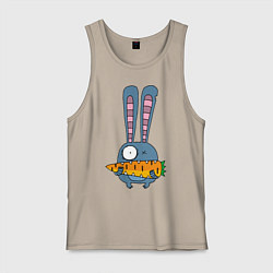 Майка мужская хлопок Заяц с морковкой, цвет: миндальный