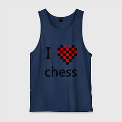 Майка мужская хлопок I love chess, цвет: тёмно-синий