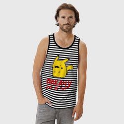Майка мужская хлопок Пикачу, уже не тот, цвет: черная тельняшка — фото 2