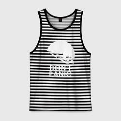 Майка мужская хлопок Elon: Don't Panic, цвет: черная тельняшка