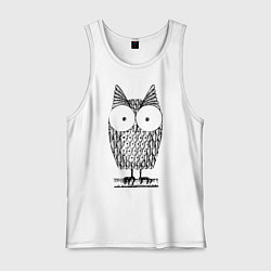 Майка мужская хлопок Owl grafic, цвет: белый