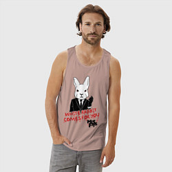 Майка мужская хлопок Misfits: White rabbit, цвет: пыльно-розовый — фото 2