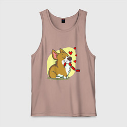 Майка мужская хлопок Влюбленный песик, цвет: пыльно-розовый