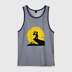 Майка мужская хлопок Homer & Bart, цвет: синяя тельняшка