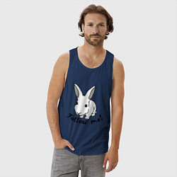 Майка мужская хлопок Rabbit: follow me, цвет: тёмно-синий — фото 2