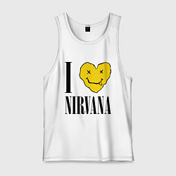 Майка мужская хлопок I love Nirvana, цвет: белый