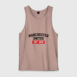 Майка мужская хлопок FC Manchester United Est. 1878, цвет: пыльно-розовый