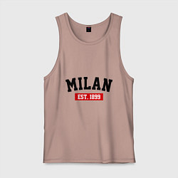 Майка мужская хлопок FC Milan Est. 1899, цвет: пыльно-розовый