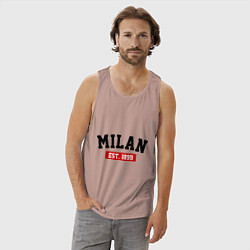Майка мужская хлопок FC Milan Est. 1899, цвет: пыльно-розовый — фото 2