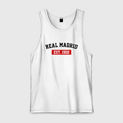 Майка мужская хлопок FC Real Madrid Est. 1902, цвет: белый