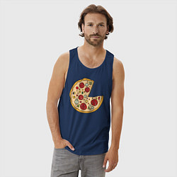 Майка мужская хлопок Пицца парная, цвет: тёмно-синий — фото 2