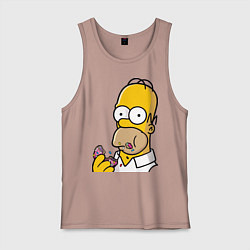 Майка мужская хлопок Гомер с Пончиком, цвет: пыльно-розовый