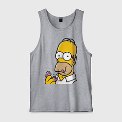 Майка мужская хлопок Гомер с Пончиком, цвет: меланж