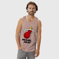 Майка мужская хлопок Miami Heat-logo, цвет: пыльно-розовый — фото 2