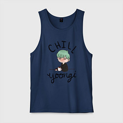 Майка мужская хлопок Chill Yoongi, цвет: тёмно-синий