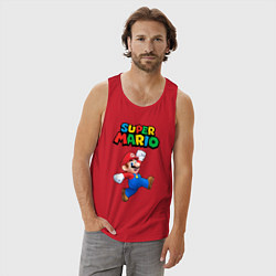 Майка мужская хлопок Super Mario, цвет: красный — фото 2