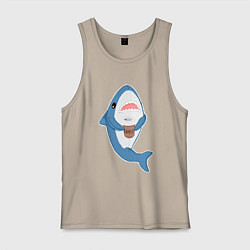 Майка мужская хлопок Hype Shark, цвет: миндальный