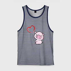 Майка мужская хлопок Pig Love, цвет: синяя тельняшка