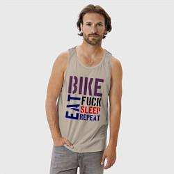 Майка мужская хлопок Bike eat sleep repeat, цвет: миндальный — фото 2