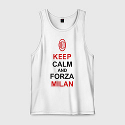 Майка мужская хлопок Keep Calm & Forza Milan, цвет: белый