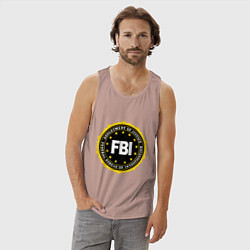 Майка мужская хлопок FBI Departament, цвет: пыльно-розовый — фото 2