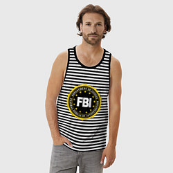 Майка мужская хлопок FBI Departament, цвет: черная тельняшка — фото 2